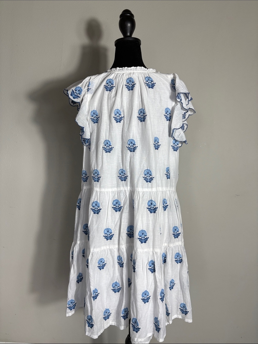 A Love A Embroidered Tiered Babydoll Mini dress 100% Cotton - Picture 4 of 6